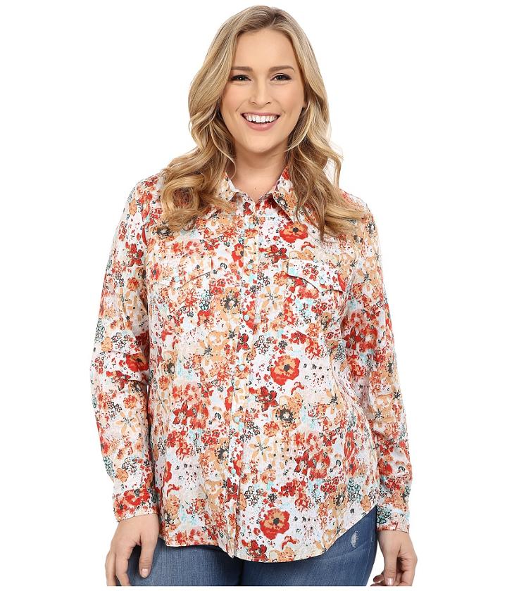 Roper - Plus Size 0225 Floral Printed Lawn Shirt