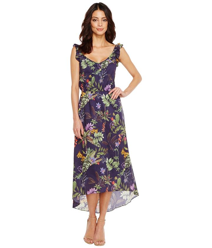 Ivanka Trump - Tropical Print Ruffle Sleeve Dress