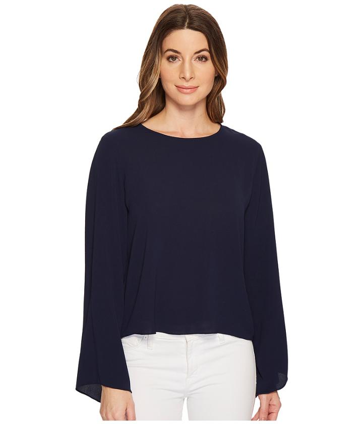 Vince Camuto - Bell Sleeve Side Drawstring Soft Texture Blouse