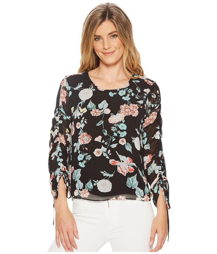 Vince Camuto - Drawstring Sleeve Floral Gardens Blouse