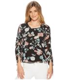 Vince Camuto - Drawstring Sleeve Floral Gardens Blouse