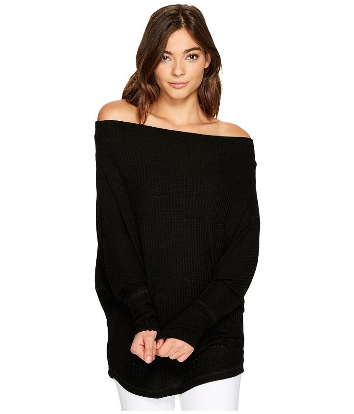 Culture Phit - Lottie Long Sleeve Off The Shoulder Waffle Top