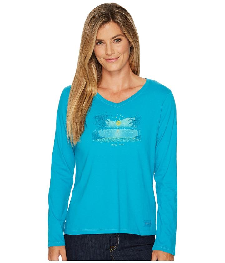 Life Is Good - Happy Hour Tiny Hearts Long Sleeve Crusher Vee