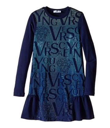 Versace Kids - Long Sleeve Dress Lettering Details