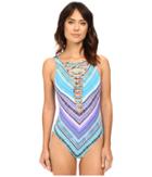 Bleu Rod Beattie - Desert Heat Lattice Front Mio One-piece W/ Removable Cups