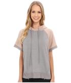 Zobha - Short Sleeve Pullover W/ Color Blocking And Mesh Contrast