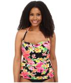 Lauren By Ralph Lauren - Plus Size Brilliant Floral Retro Shirred Halterkini W/ Molded Cup