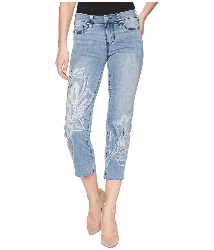 Liverpool - Lvpl By Liverpool Carter Cropped Straight Raw Edge With Embroidery In Vintage Super Comfort Stretch Denim In Devonshire