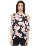Vince Camuto - Short Sleeve Poetic Bouquet Sheer Yoke Sleeve Blouse