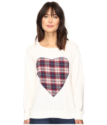 Dylan By True Grit - Glam Softest Fleece Love Sweatshirt With Plaid Heart