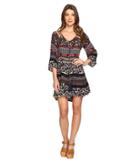 Brigitte Bailey - Nisha 3/4 Sleeve Tie-front Ruffle Dress