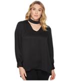 Vince Camuto Specialty Size - Plus Size Long Sleeve Mock Choker V-neck High-low Blouse