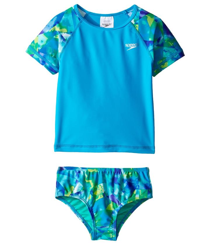 Speedo Kids - Printed Short Sleeve Rashguard Two-piece Swimsuit Set