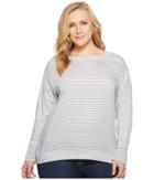 Two By Vince Camuto - Plus Size Long Sleeve Yarn-dye Stripe Cuff French Terry Sweatshirt