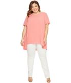 Vince Camuto Specialty Size - Plus Size Short Sleeve High-low Hem Textured Blouse