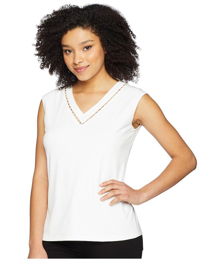 Calvin Klein - Sleeveless V-neck W/ Pearl Detail