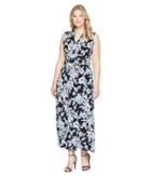 Vince Camuto Specialty Size - Plus Size Woodblock Floral Halter Maxi Dress