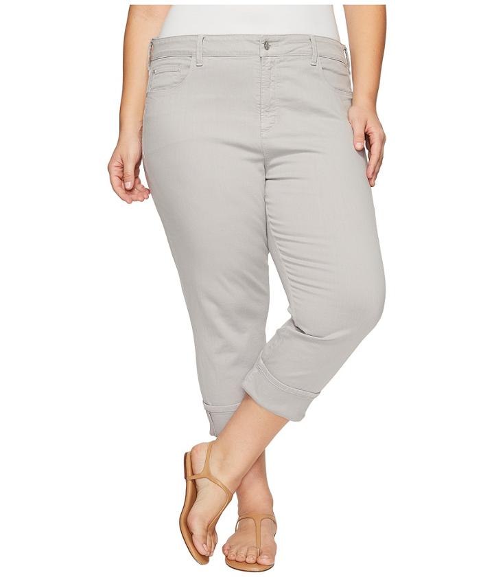 Nydj Plus Size - Plus Size Dayla Wide Cuff Capris In Moonstone Grey