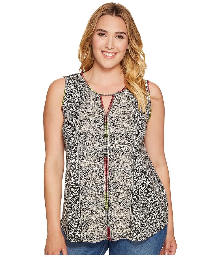 Lucky Brand - Plus Size Paisley Trim Tank Top