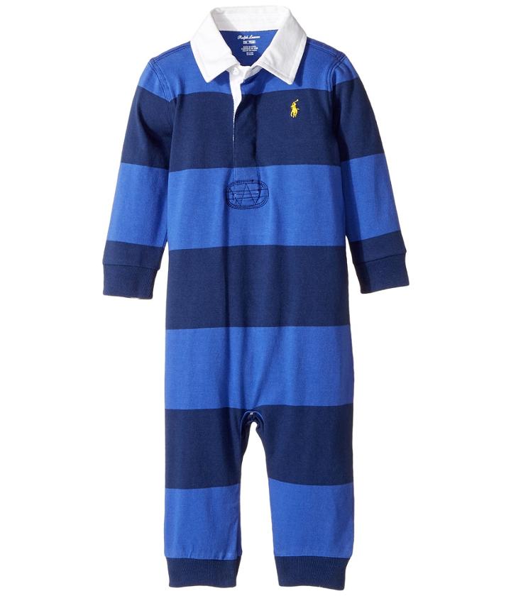 Ralph Lauren Baby - Striped Cotton Rugby Coverall