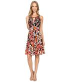 Adrianna Papell - Band Split Neck W/ Pleated Chiffon Skirt Dress