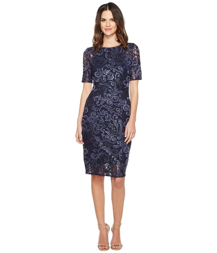 Adrianna Papell - Stretch Sequin Raglan Sheath Dress