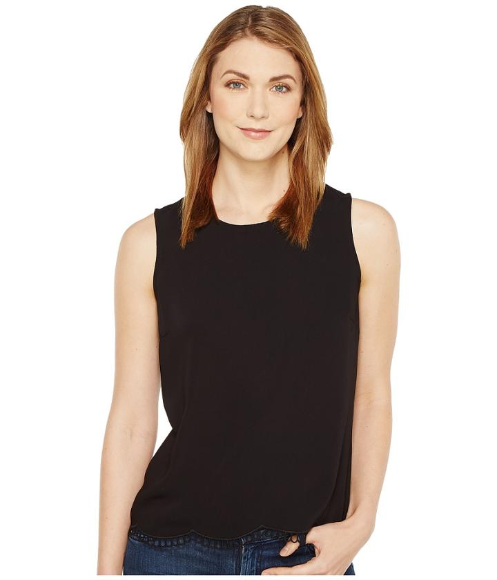 Cece - Sleeveless Soft Crepe Scallop Embroidery Shell