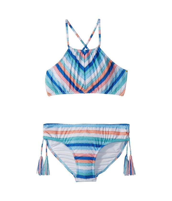 Seafolly Kids - Moonchild Stripe Ruched Neck Tankini Set