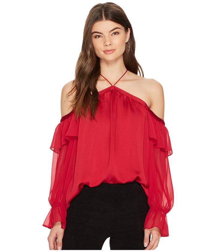 1.state - Cold Shoulder Blouse With Chiffon Sleeves