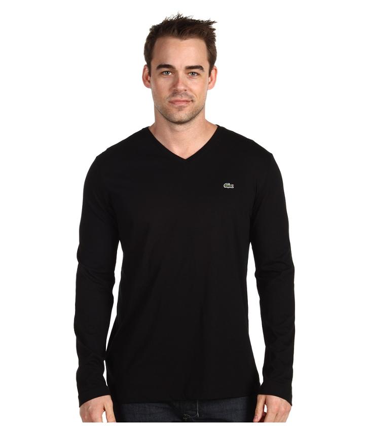 Lacoste - Long Sleeve Pima Jersey V-neck T-shirt