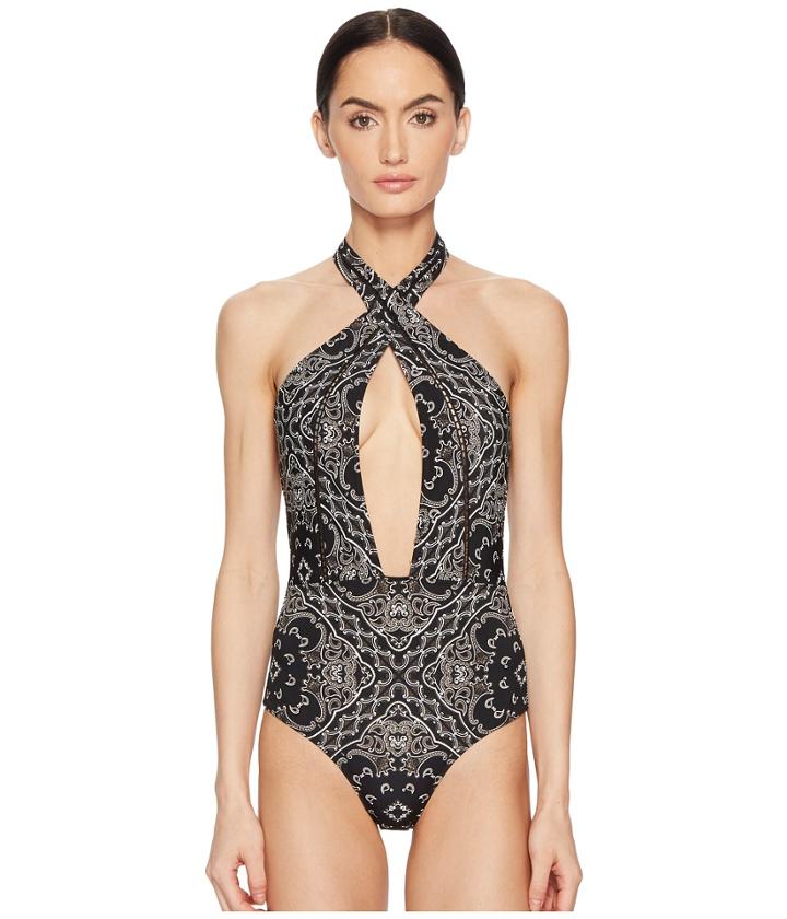 Jonathan Simkhai - Bandana Print Front Cross Swimsuit