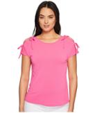 Cece - Short Sleeve Crepe Knit Top With Shoulder Ties