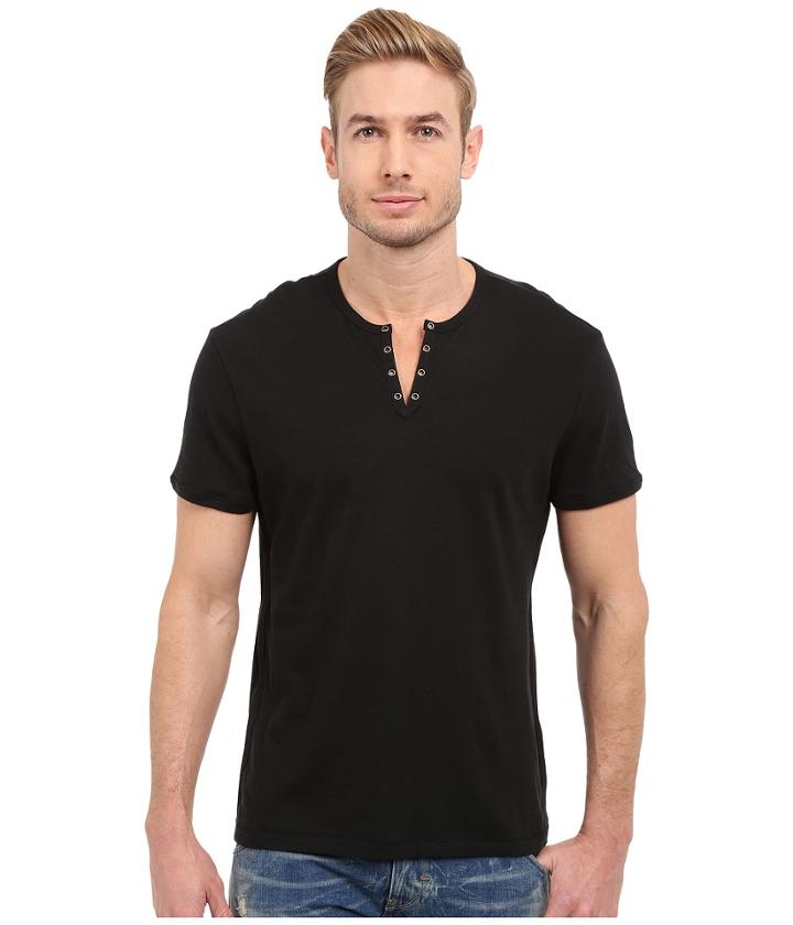 John Varvatos Star U.s.a. - Short Sleeve Crew Neck Knit Eylelet Placket Detail K1213r2b