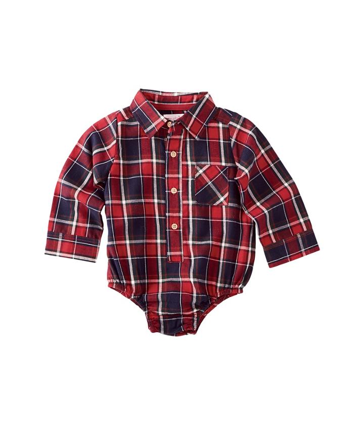 Mud Pie - Flannel Plaid Collared Crawler
