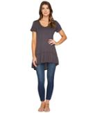Mod-o-doc - Featherweight Slub Jersey Short Sleeve Ruffle Hem Tunic