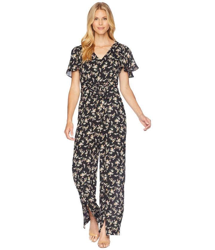 Tahari By Asl - Split Leg Floral Tie Front Jumpsuit