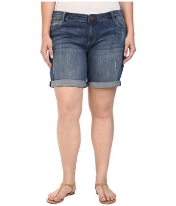 Kut From The Kloth - Plus Size Catherine Boyfriend Roll Up Shorts In Teamwork