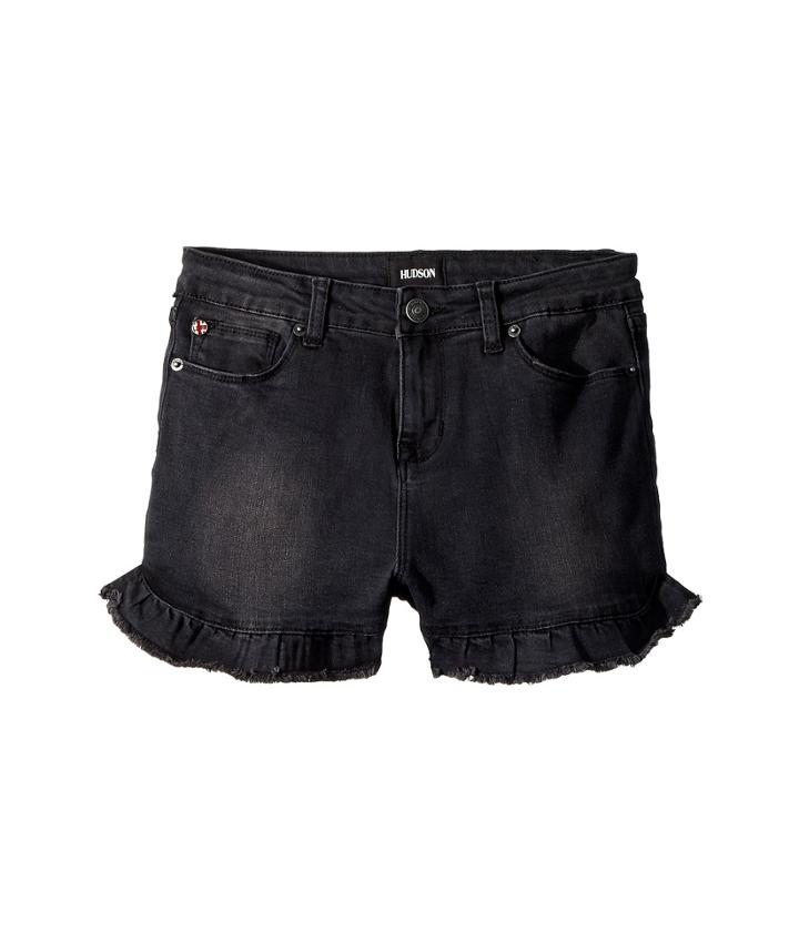 Hudson Kids - High-waisted Ruffle Hem Shorts In Beaten Black