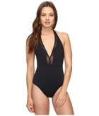 Tommy Bahama - Mesh Solids Plunge Halter One-piece Swimsuit