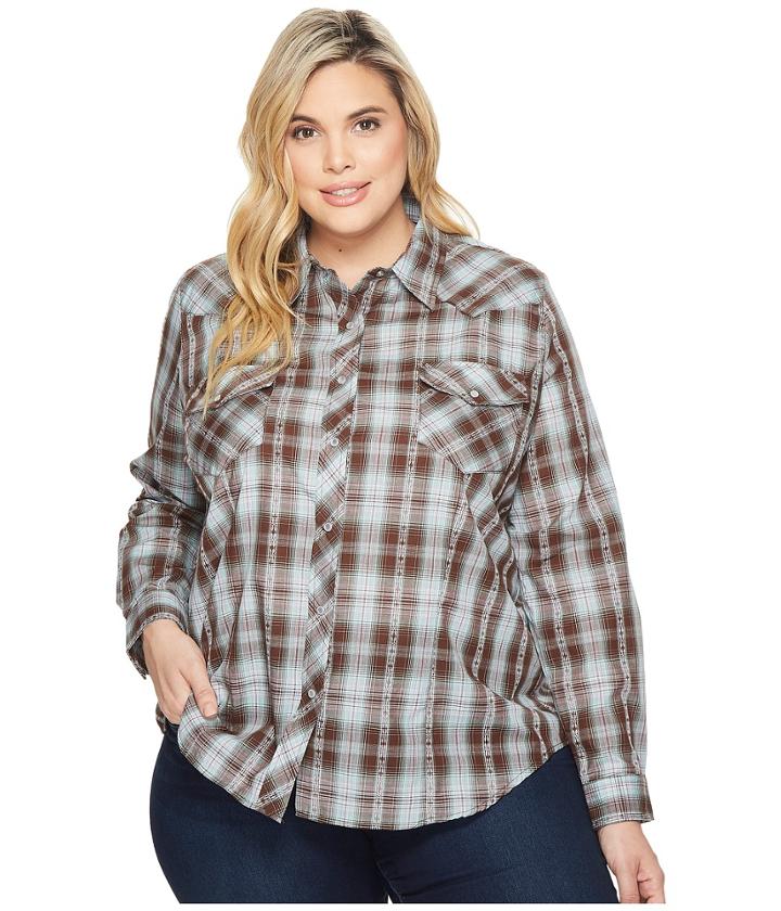 Roper - Plus Size 1204 Chocolate Turquoise Plaid