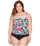 Bleu Rod Beattie - Plus Size Two Of A Kind Over The Shoulder Floating Underwire Mio One-piece