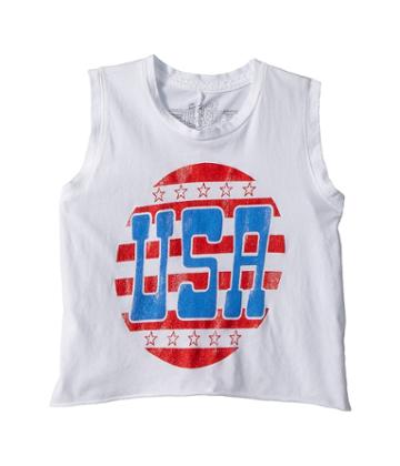 The Original Retro Brand Kids - Sleeveless Crop Usa Tank Top