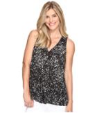 Vince Camuto - Sleeveless V-neck Textural Reef Drape Front Blouse