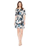 Ivanka Trump - Printed Floral 3/4 Sleeve A-line Pleated Dress