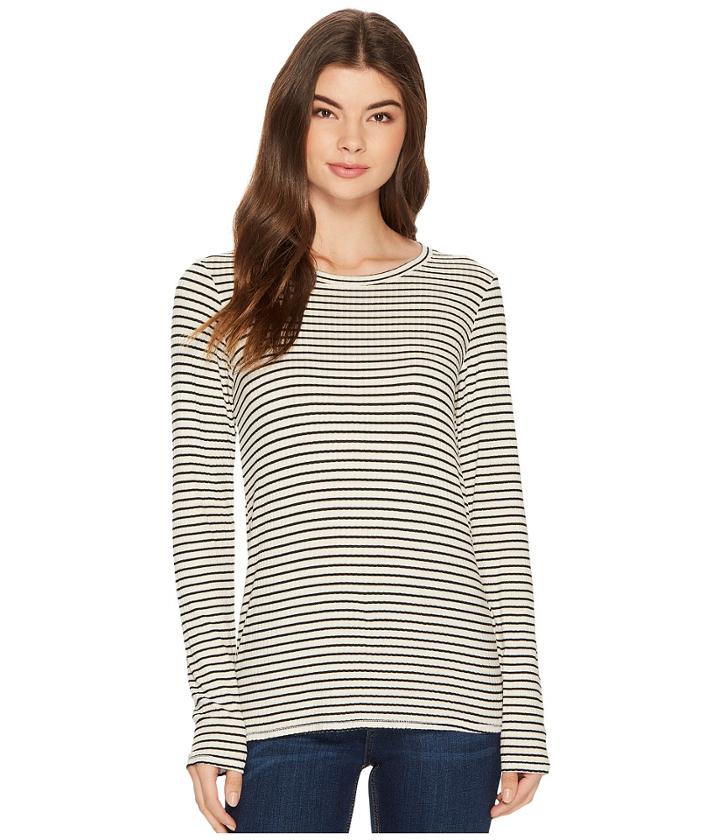 Michael Stars - Striped Rib Long Sleeve Crew Neck Tee