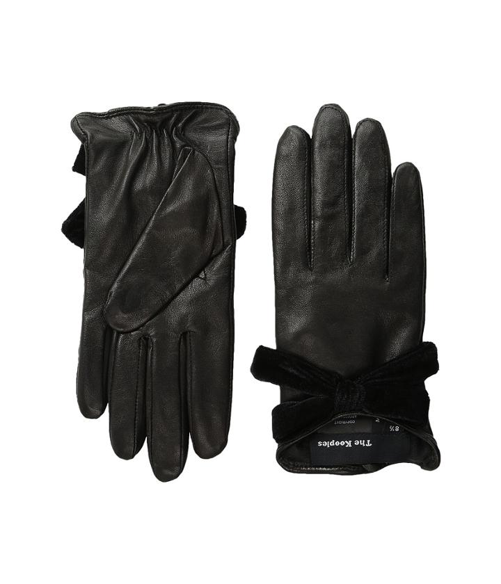 The Kooples - Smooth Leather Velvet Gloves
