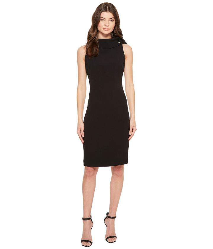 Badgley Mischka - Folded Collar Crepe Dress