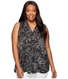 Vince Camuto Specialty Size - Plus Size Sleeveless Textural Reef Invert Pleat Blouse