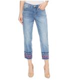 Tribal - Lightweight Stretch Denim 25 Capris With Embroidery At Hem In Blue Cloud