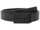 Calvin Klein - 38mm Flat Strap Belt On Plaque Buckle With Cut Out Logo Detail
